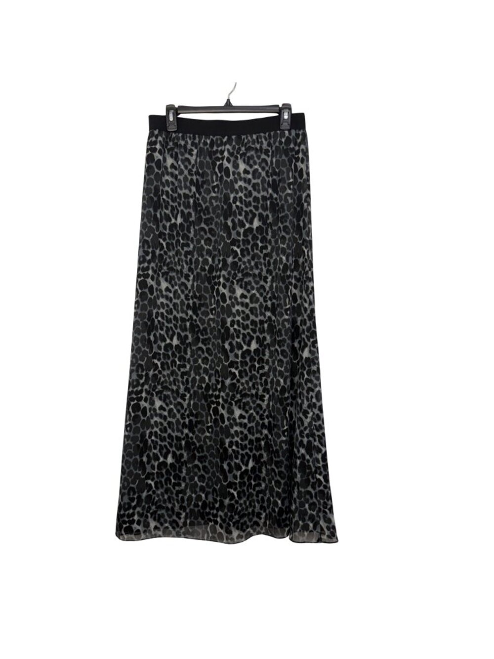 Express Women Size Small Black & Gray Leopard Print A Line Maxi Skirt With Linin